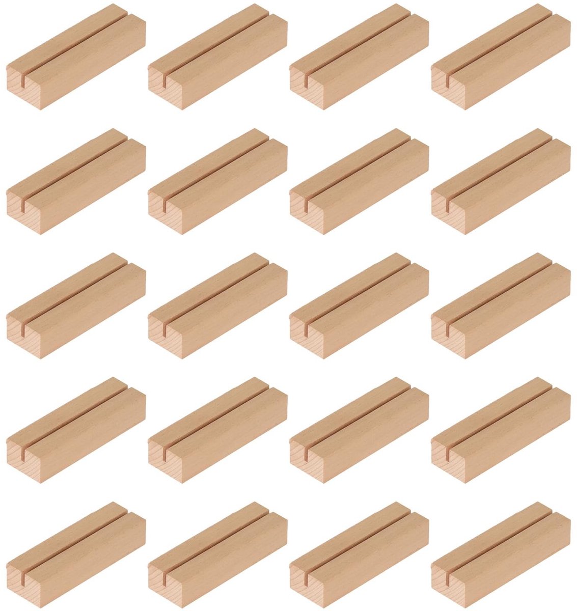Omgoods- Plaatskaarthouders Set van 20 - Houten Kaarthouder - Menukaarthouder - Fotohouder - Tafelkaarthouder - 10 x 3 x 2 cm - Hoogwaardig Hout - Kaarthouders
