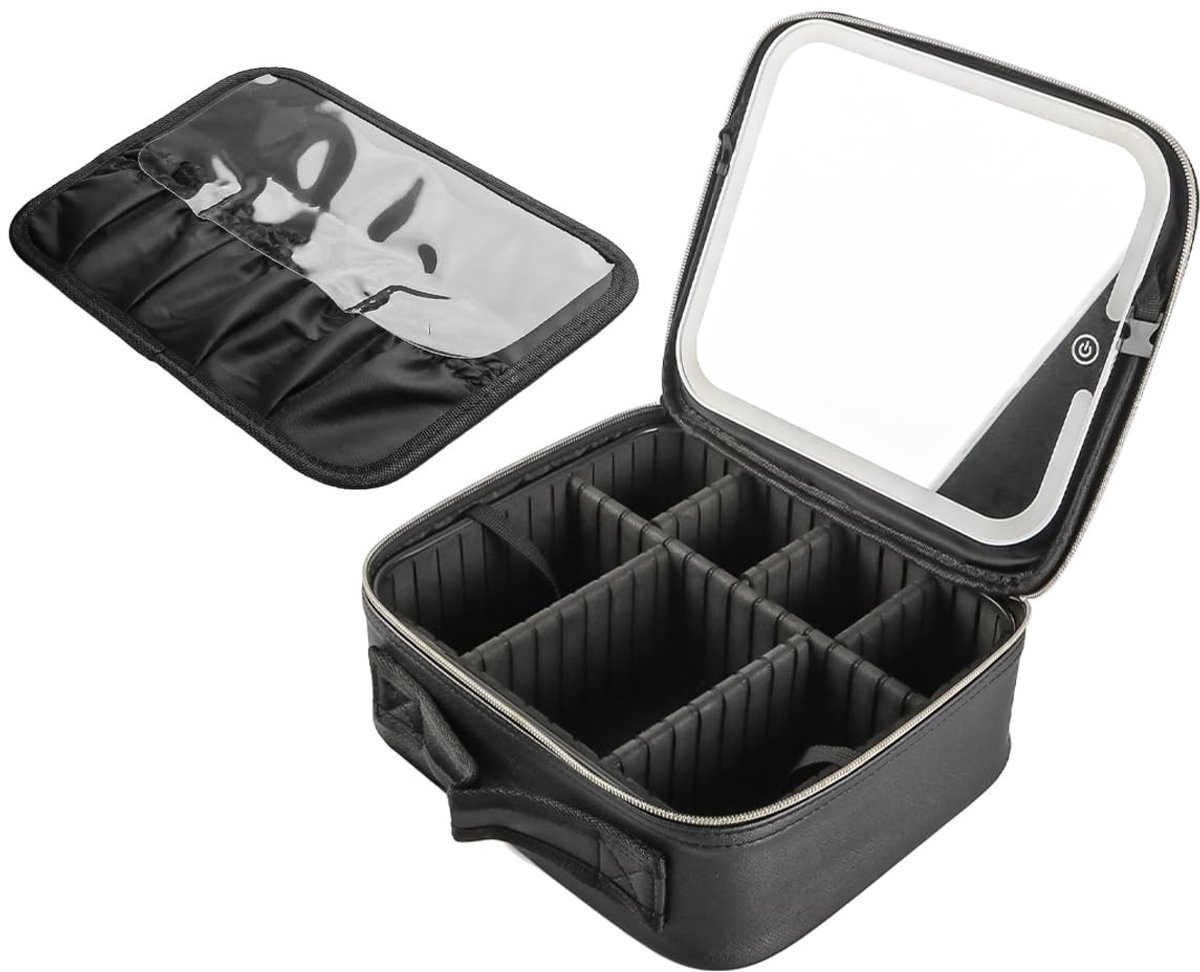 Omgoods - Reistassen Make-up Tas met Lichtspiegel - Draagbare Organizer in 3 Kleuren