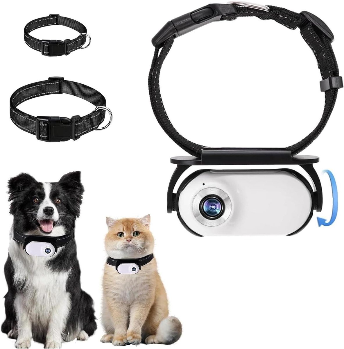 Huisdier Camera Halsband - Hond Kat Camera - Avonturen Vastleggen - 120 Graden Groothoek - 1080P HD - Wit