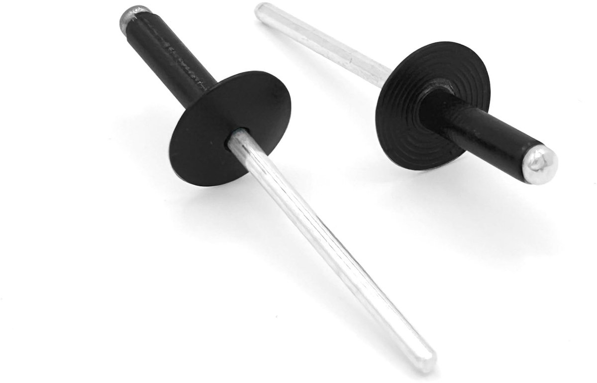 Omgoods - Aluminium Bevestigingsmateriaal met Brede Kop, Zwart, 4.8 x 25 mm (250 Stuks)