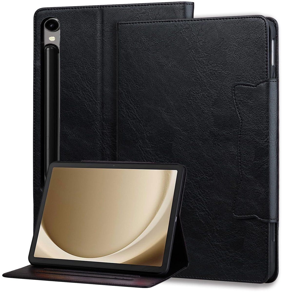 Omgoods - Beschermhoesje voor Samsung Galaxy Tab S9 Plus/Tab S9 Fe+ 12,4 inch - PU-leer met standfunctie en kaartenvak