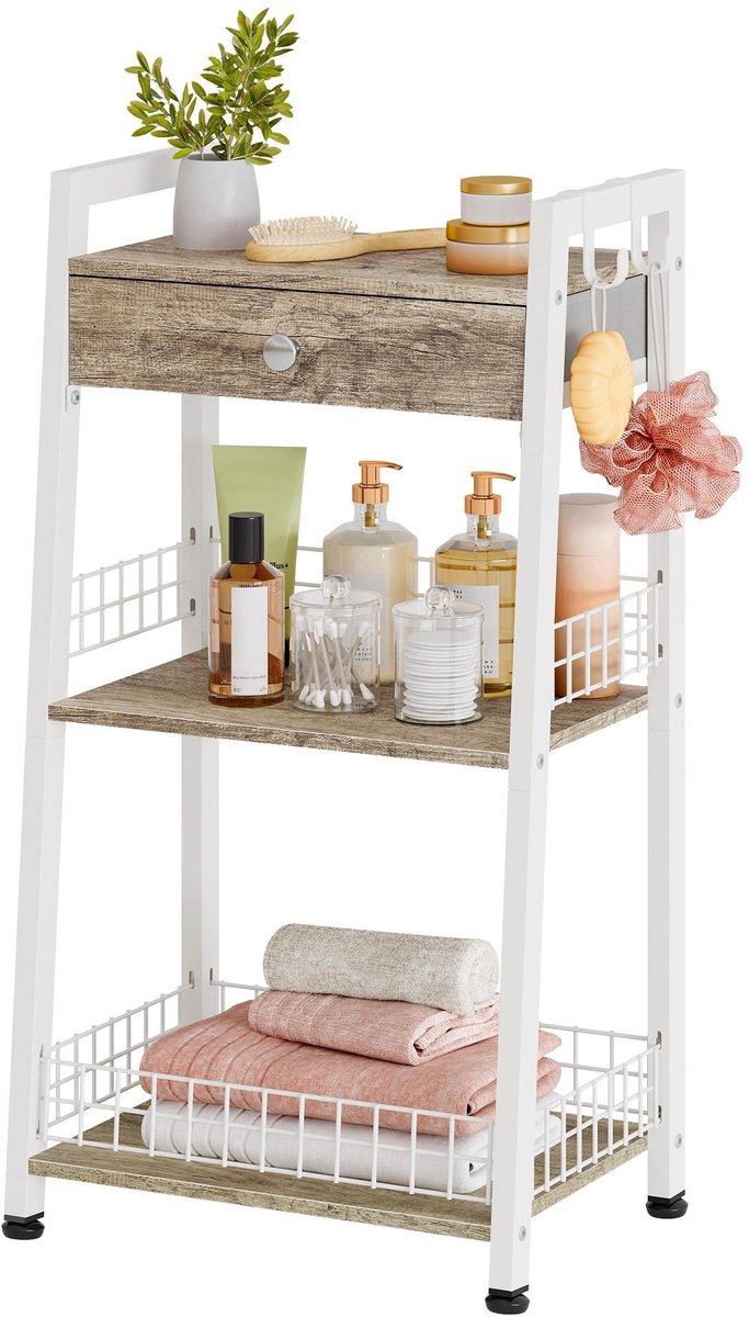 Omgoods - 4 Laags Badkamer Ladderplank met Lade - Wit