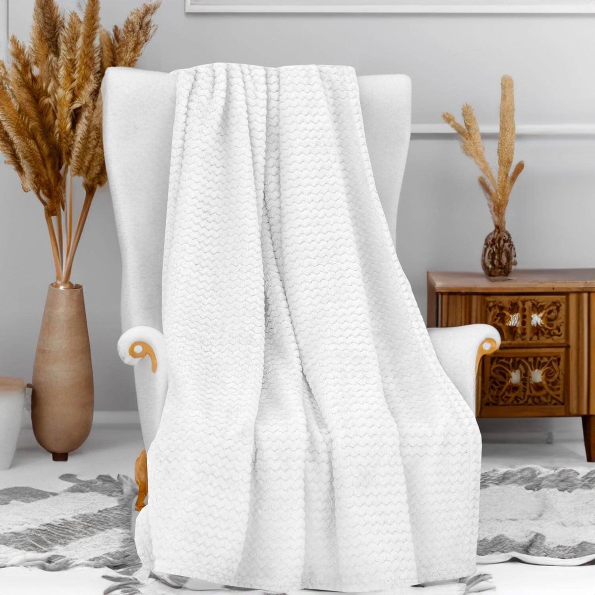 Omgoods - Soleil d'ocre Microfibre Deken 120x160 cm - Zachte Cocooning Deken in Ecru