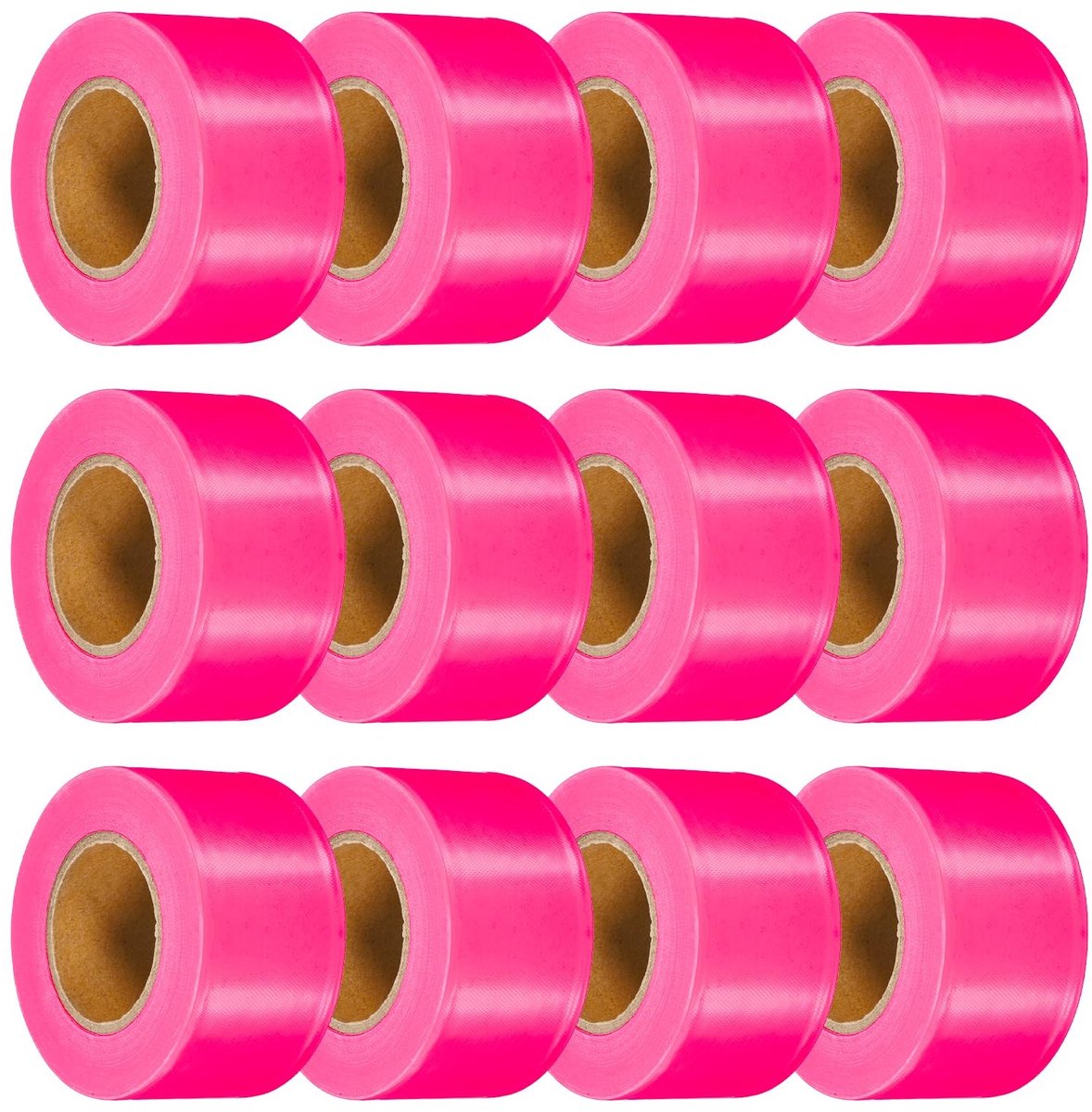 Omgoods - 12 stuks fluorescerende markeringstape in roze - Neon PVC plakband voor markeringen