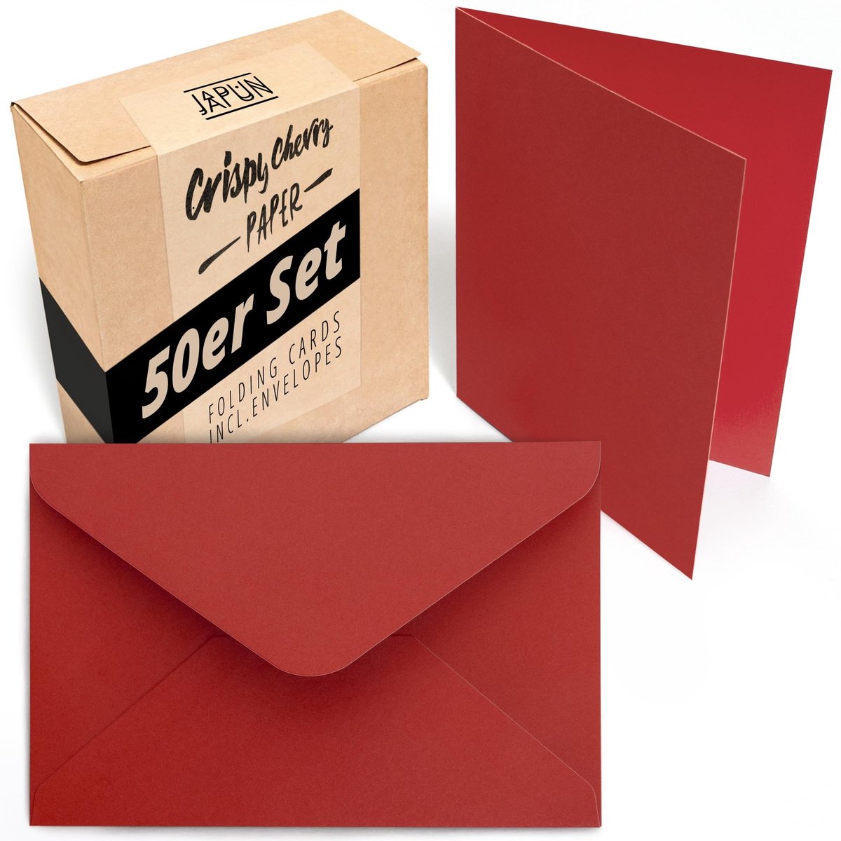 Omgoods - 50 Vouwkaarten met Enveloppen A6/C6 Rood - Perfect voor Schrijven en Printen