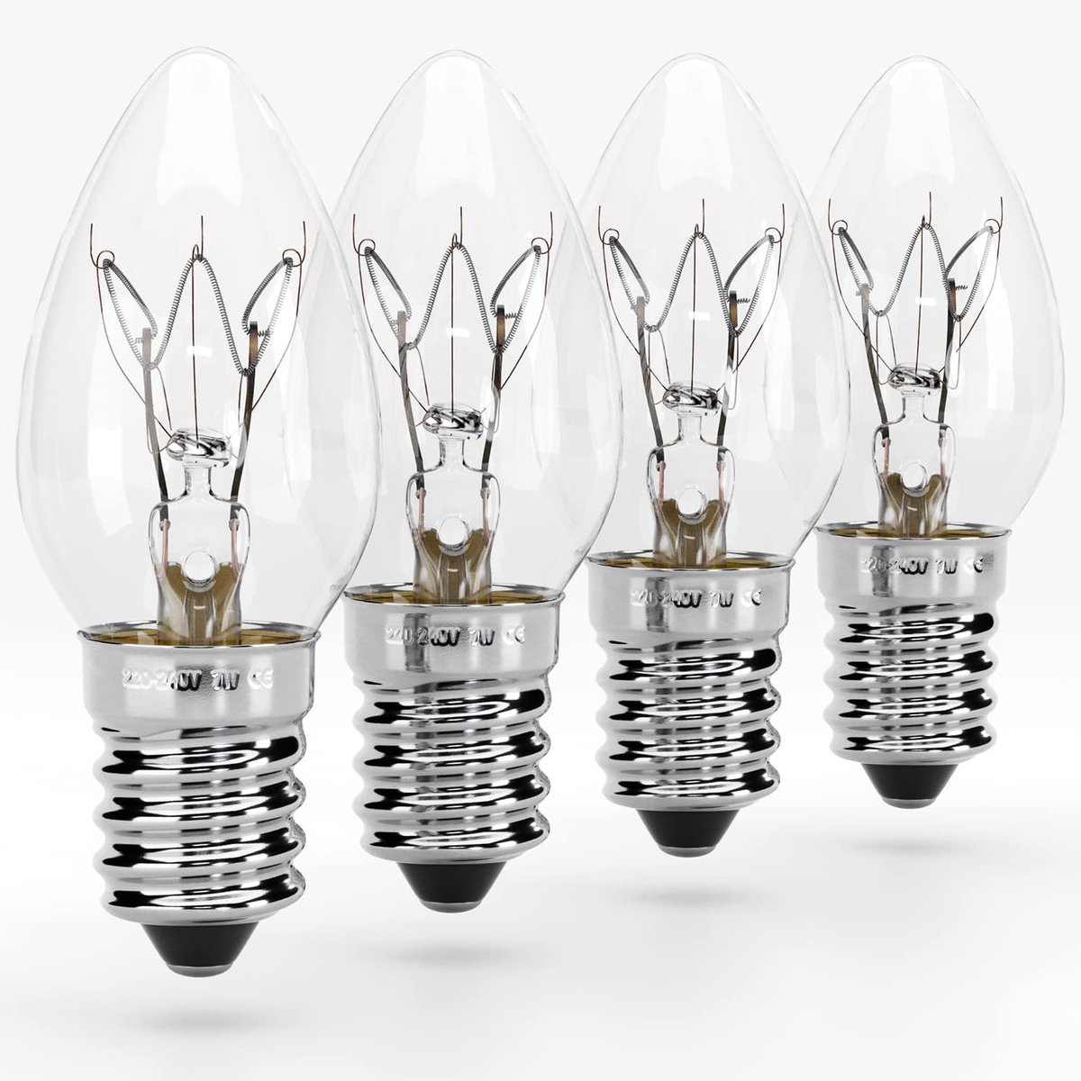 greate 4x E14 7W gloeilamp - Vervangende gloeilamp E14 voor zoutlamp, zoutkristallamp, geurlamp, oriëntatielicht, naaimachine, vitrine - Kleine gloeilamp kaars met 40 lumen - lichtbron
