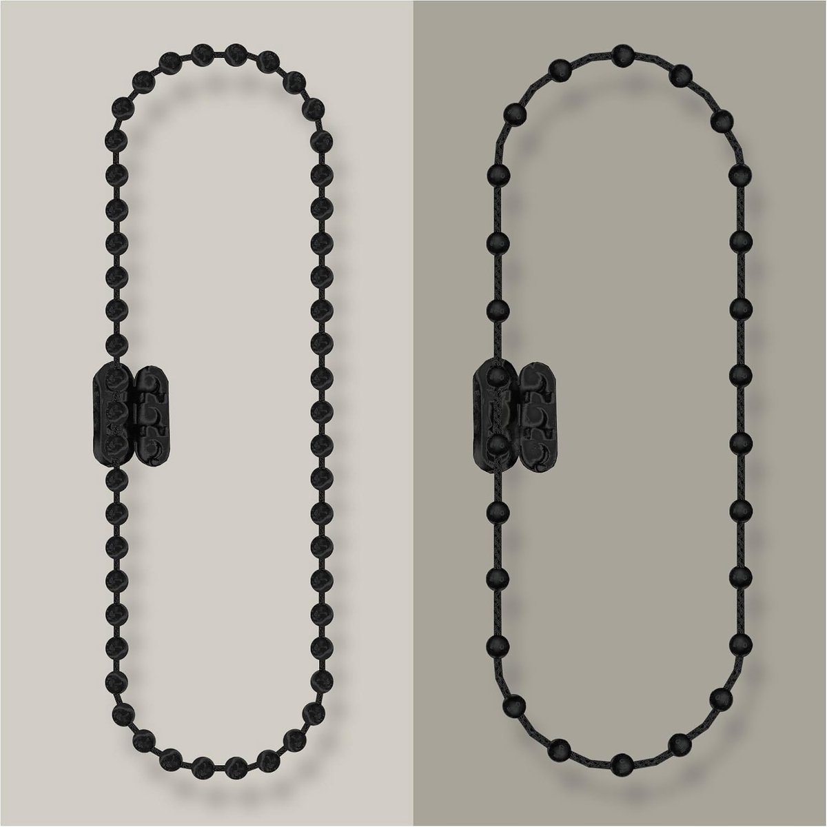Rolgordijnketting van PVC (bedieningsketting) - lengte: 120 cm tot 50 m - hier: 200 cm bedienlengte (400 cm omloop) - 4,5 x 12 mm - voor rolgordijnen, jaloezieën, lamellengordijnen, kleur: zwart