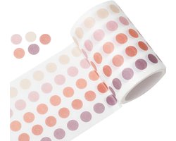 Morandi Washi-Tape, ronde stickers, 1250 punten, voor Bullet Journal Planner, Scrapbooking 6,5 x 25,4 cm (Coral Berry) YUBBAEX Morandi Washi-Tape, ronde stickers, 1250 punten, voor Bullet