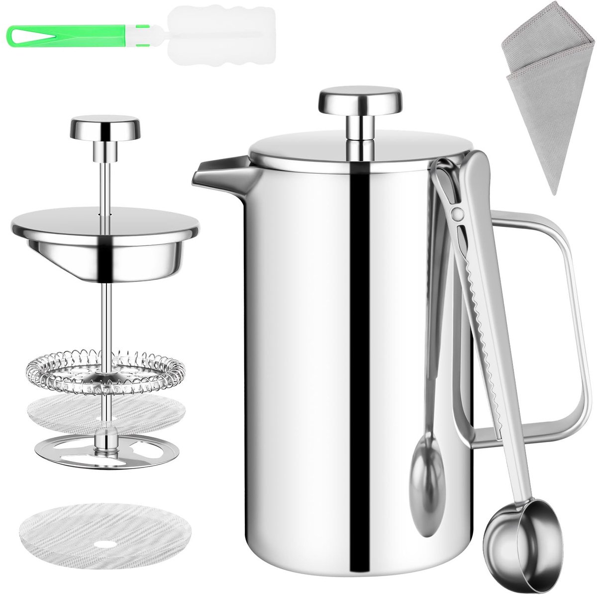 Omgoods - Franse Pers Koffiemaker van 350ml met Filters en Lepel
