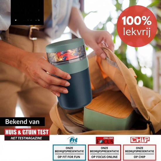 JCP® Yoghurt Beker To Go - Yoghurt Beker To Go met Lepel - Yoghurt en Muesli Beker To Go - Blauw - 10cm x 10cm x 16cm van Jcp — afbeelding 5