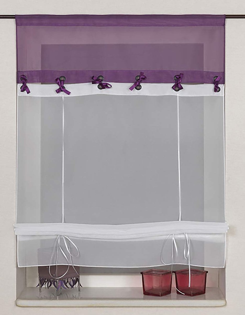 Omgoods - Roller Blind - Hoogwaardige Witte Polyester Rolgordijn met Strikjes