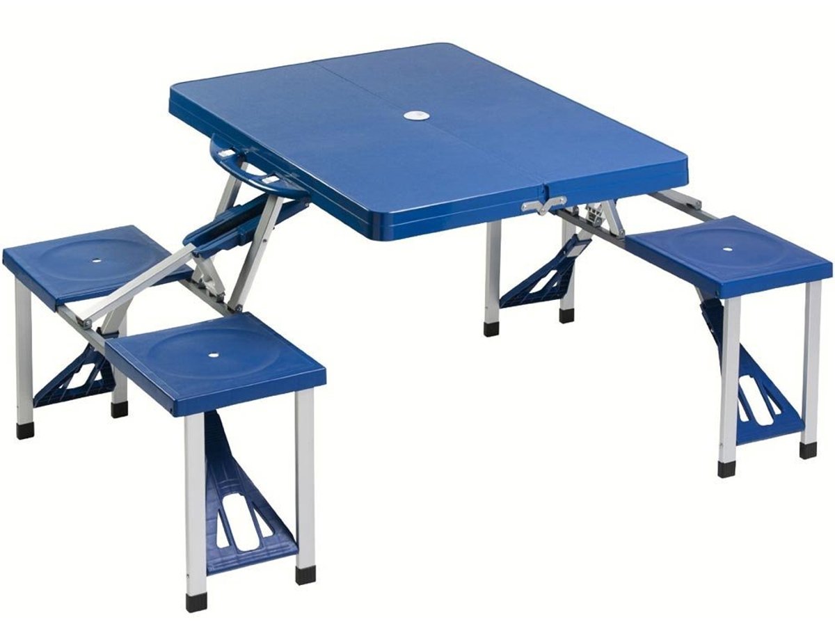 Omgoods - Inklapbare Camping Pic Nic Tafel met 4 Krukken - Ideaal voor Buiten