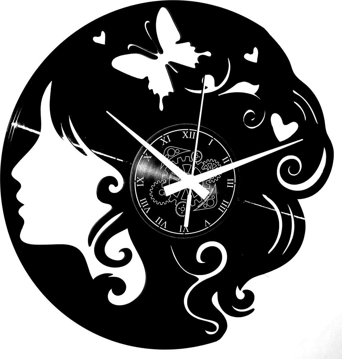 Omgoods - Vintage Vinyl Wandklok met Vlinder Design - Perfect Cadeau voor Vrouwen