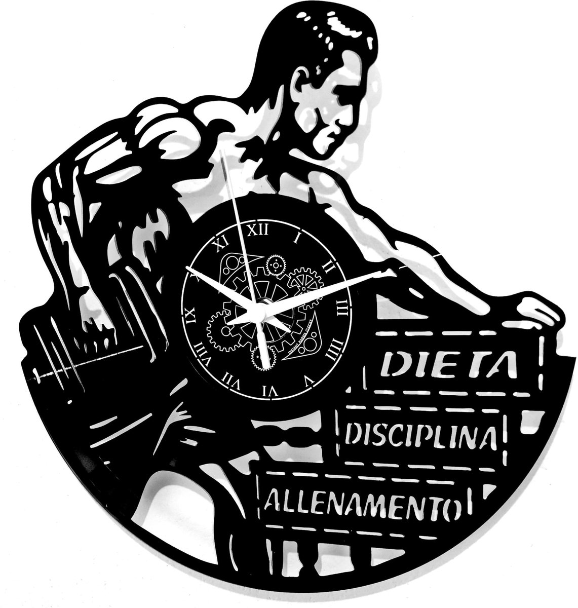 Omgoods - Vinyl Wandklok Vintage Handgemaakt voor Fitness en Gym - Uniek Cadeauidee