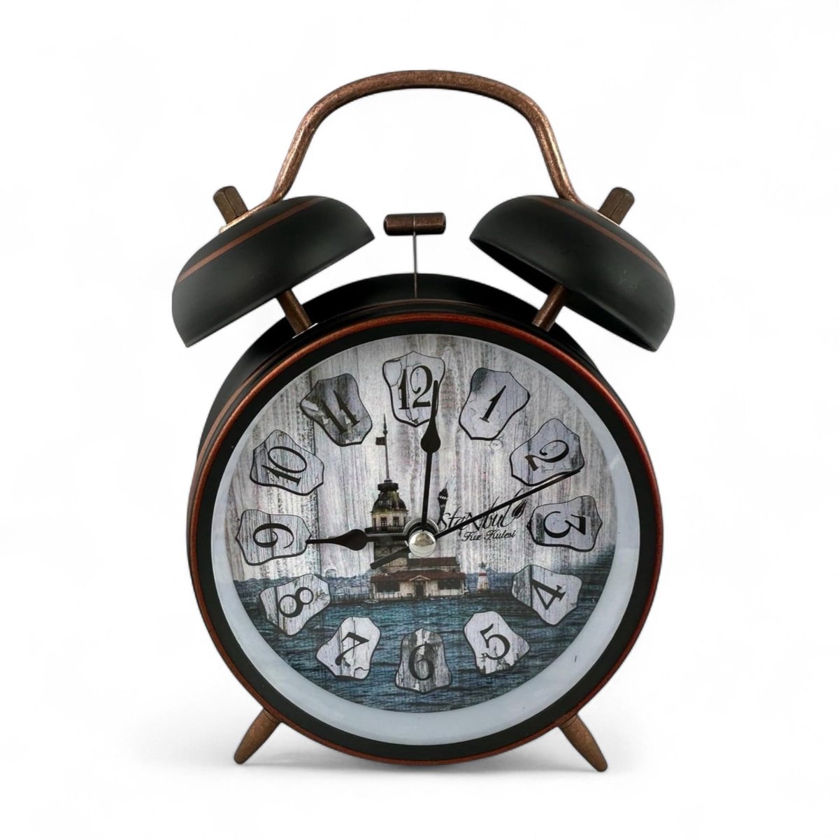 Omgoods - Vintage Tafelklok met Alarmfunctie - Retro Design in Glas en Metaal
