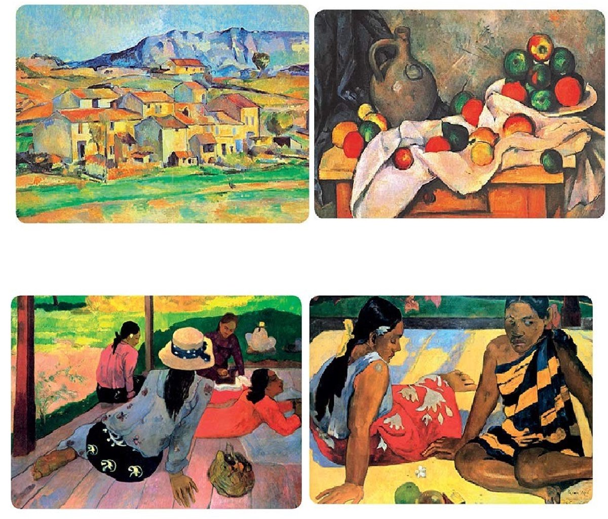 Omgoods - Set van 4 Onderzetters - 42 x 29 cm - Kunstwerken van Cezanne en Gauguin