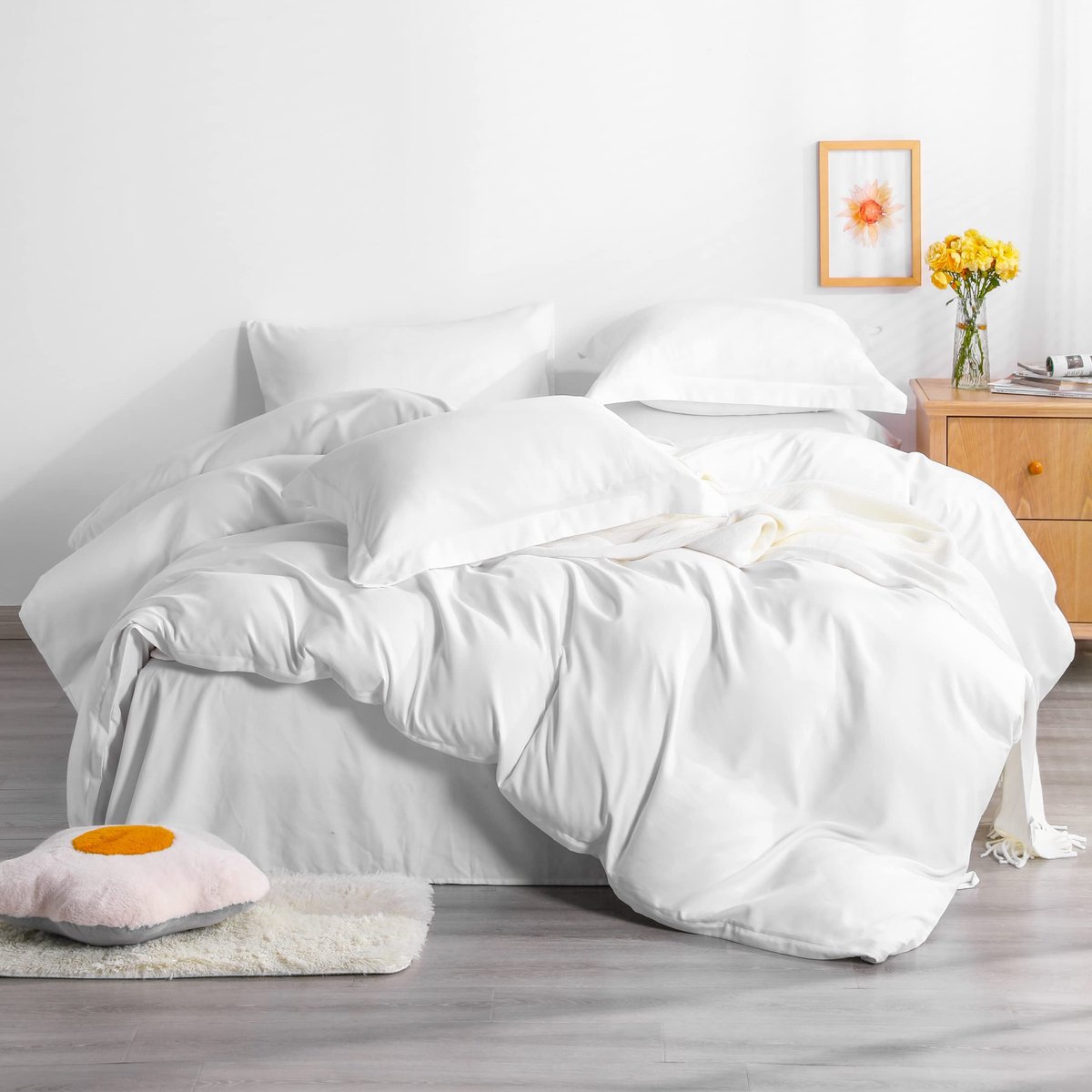 Omgoods - Microfiber Dekbedovertrekset voor Super King, 3-delig in Wit