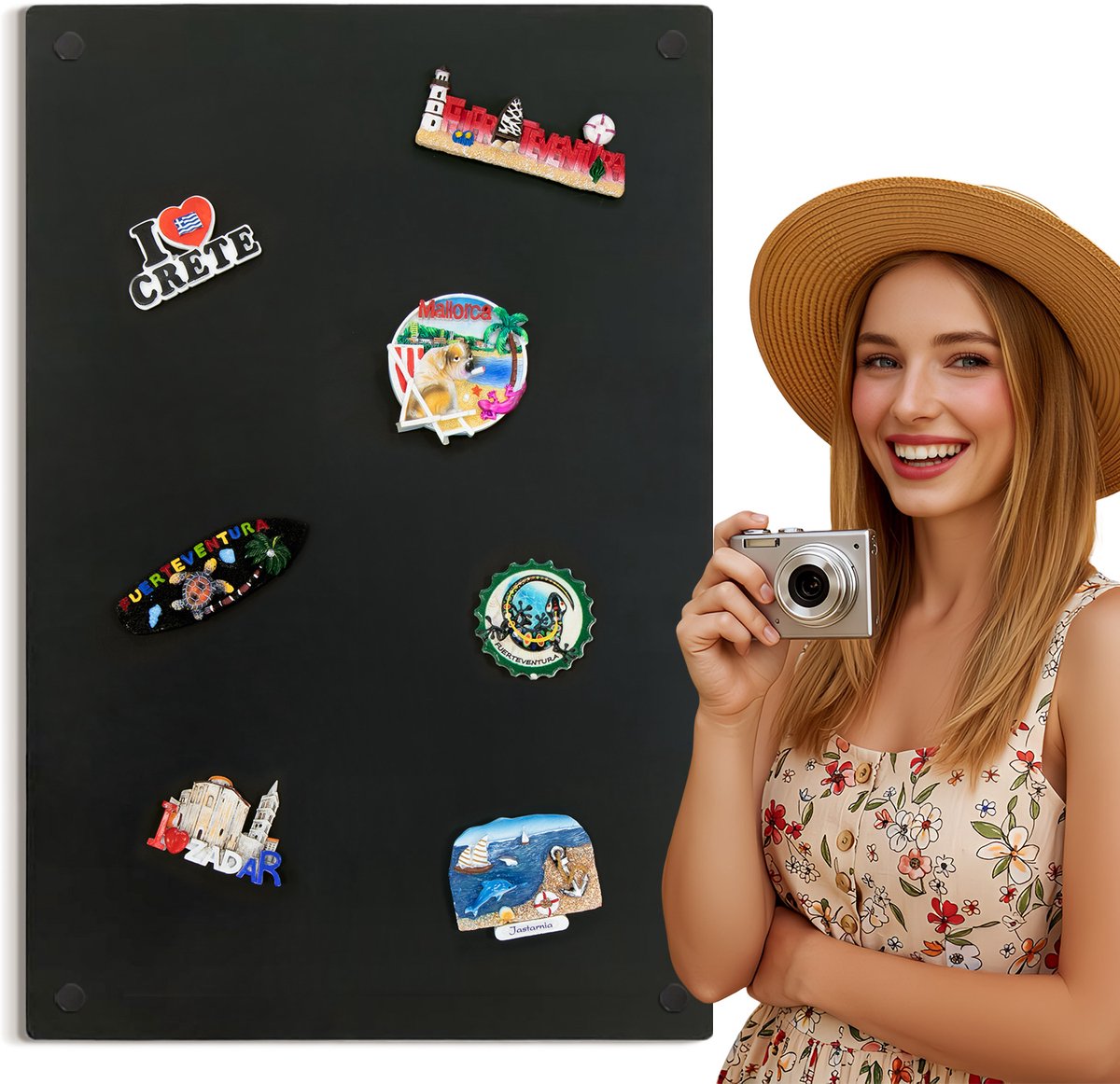 ArtPrintCave - Magneetbord voor aan de muur - 40x60 cm - Zwart staal - Wandbord voor magneten - Magneetbord voor vakantiemagneten