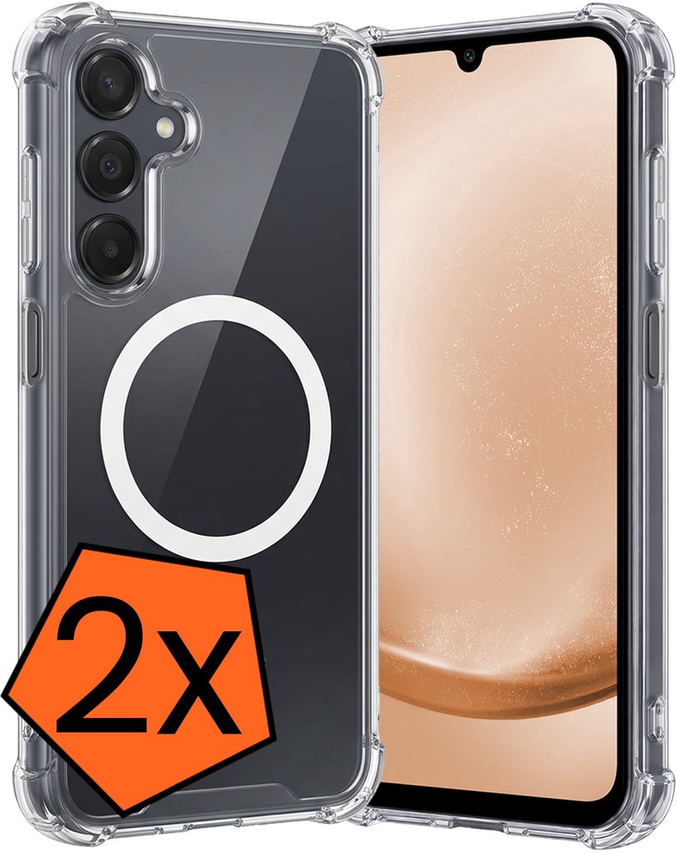 Hoes - 2 Stuks - Geschikt voor Samsung Galaxy A25 - Magsafe Compatible - Sterk & Shockproof - Back Cover - Shock Proof Case - Telefoon Hoes - Transparant