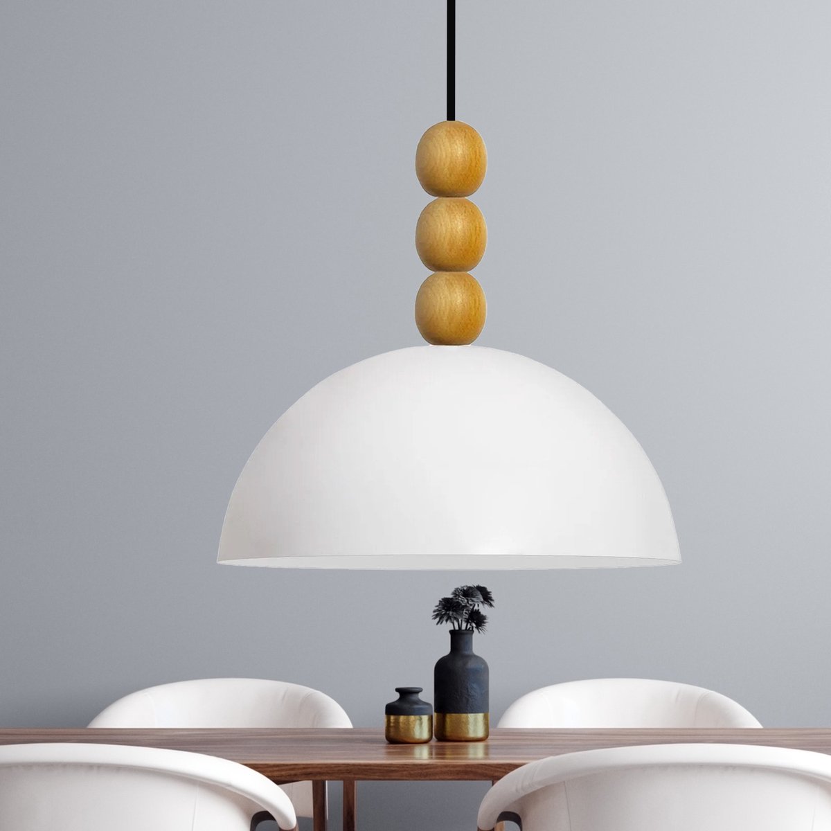 Bamyum Lipeo hanglamp, industriële Modern stijl, Ø26 cm, wit metalen lamp