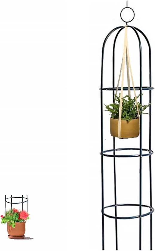 Tuinobelisk - Klimplantsteun Rozensteun - Planten Ondersteunen - Weerbestendig Gecoat - 35 cm x 190 cm - Zwart