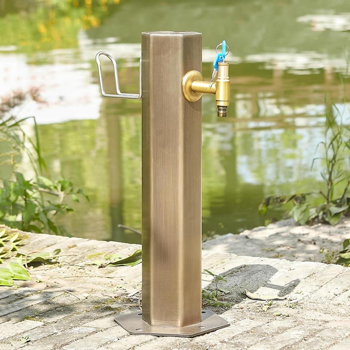 Kraanwaterkolom Roestvrijstaal - Buitenwaterpunt - Tuin Irrigatie - Vorstbestendig Ontwerp - 50x21cm - Zilverkleurig
