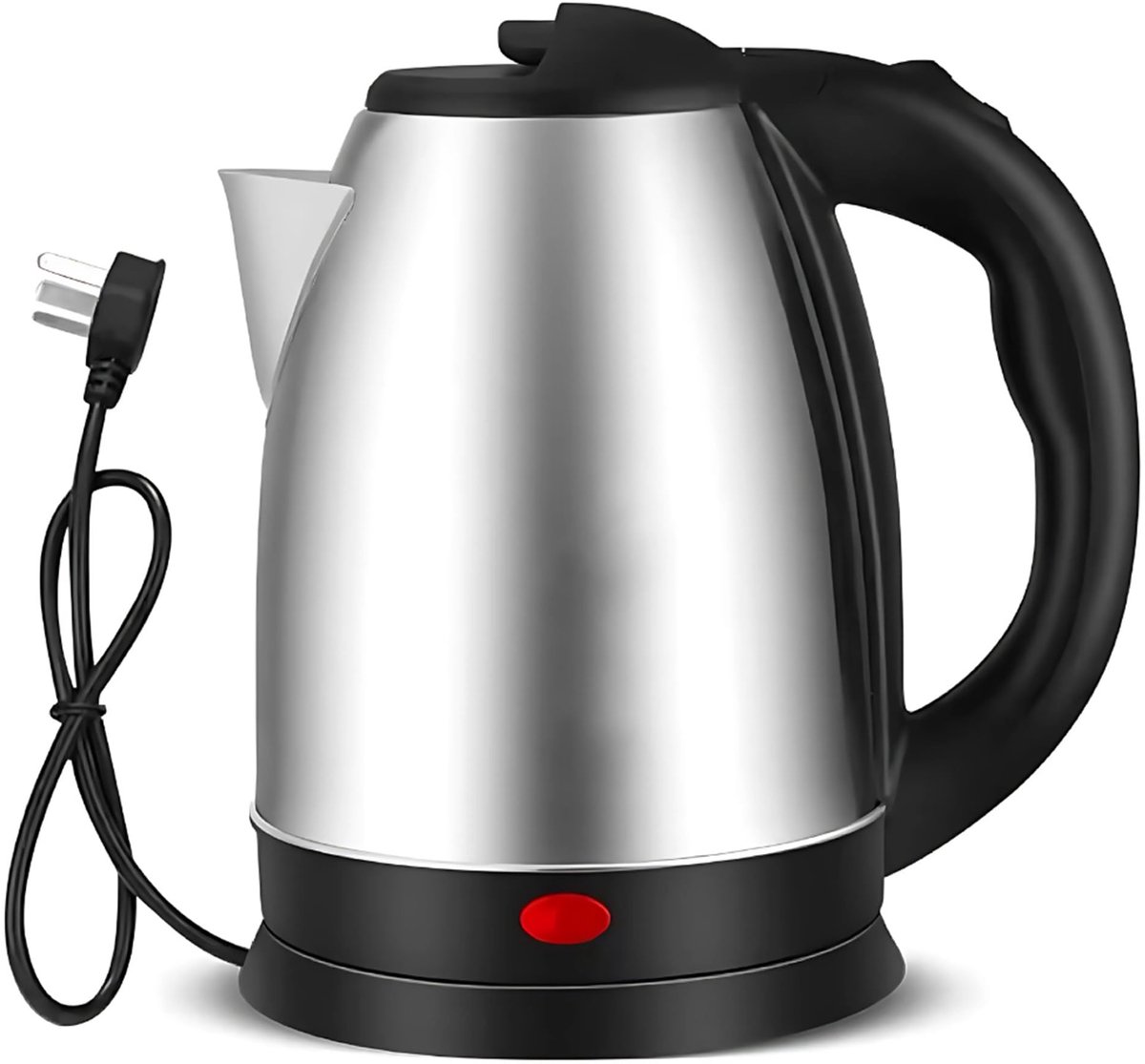 SnelShoppen - Roestvrijstalen waterkoker 1,8 liter - 1500 W, 360° draaibaar, automatische uitschakeling, oververhittingsbeveiliging, stoomindicator, l