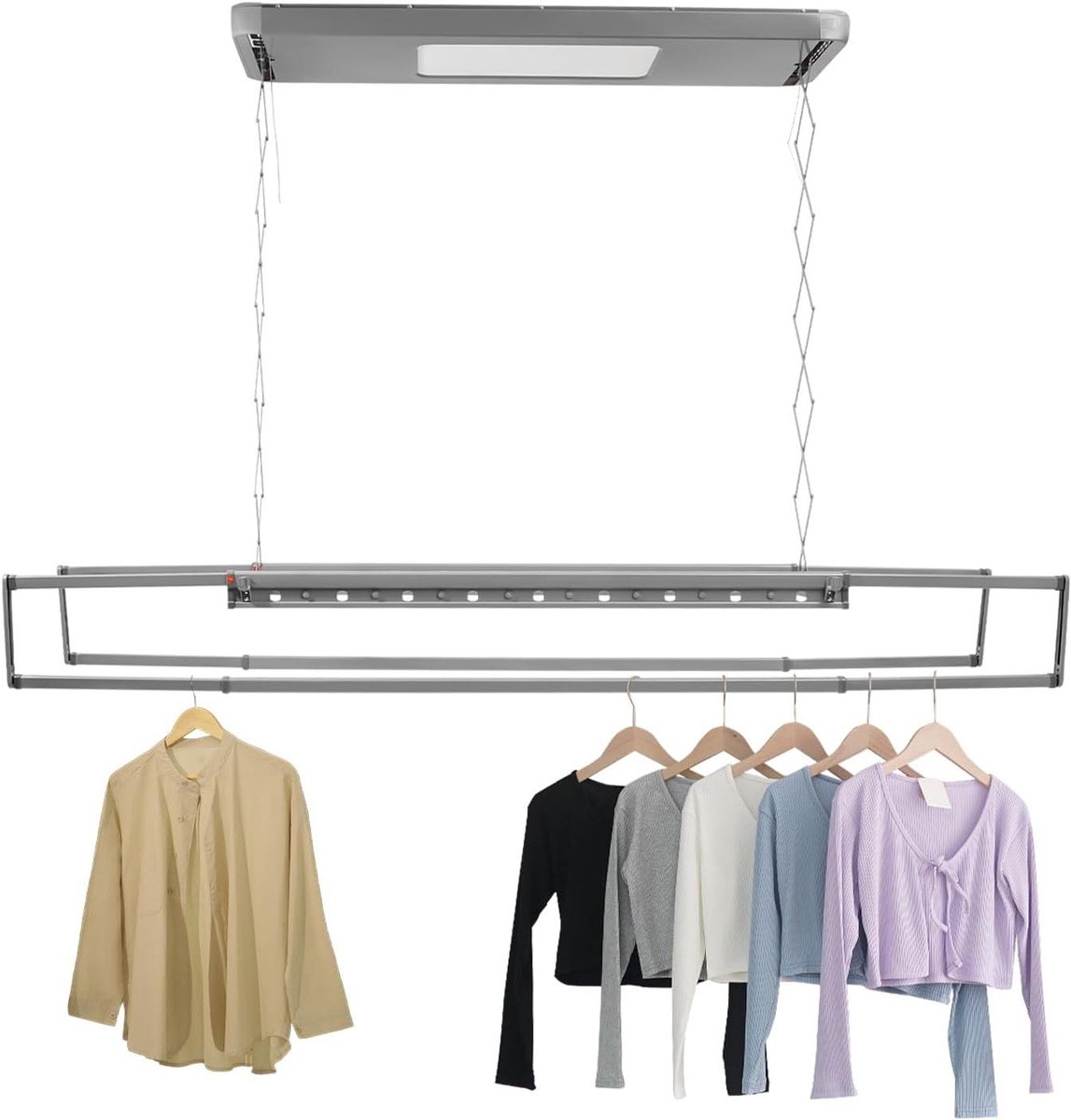 Elektrisch Wasrek Droogrek Plafond Was Drogen Met Afstandsbediening 125x31x7 cm Grijs