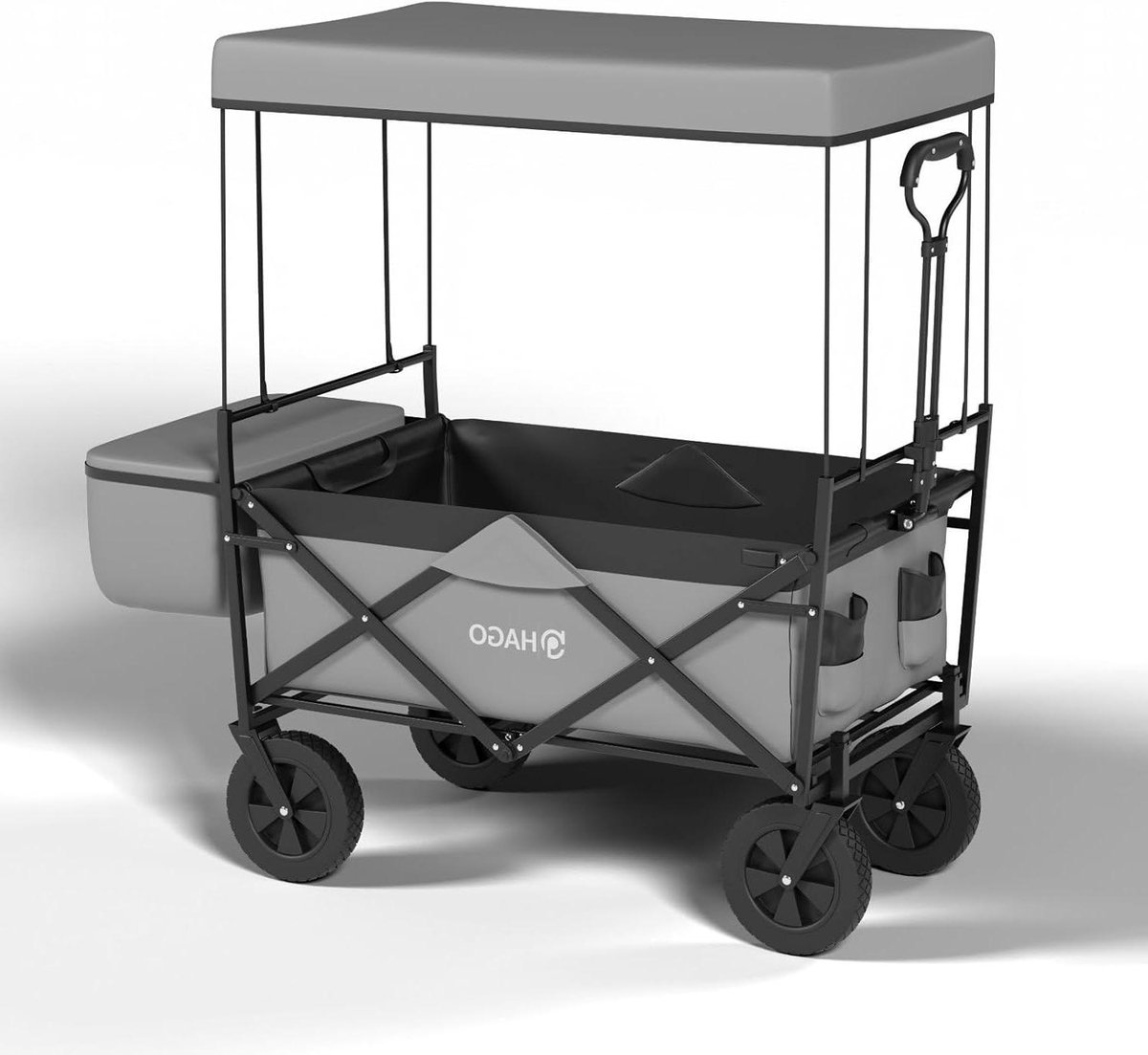 Opvouwbare bolderkar - Draagkar Outdoor - Outdoor activiteiten - Met zonnedak - 170 x 53 x 104 cm - Grijs
