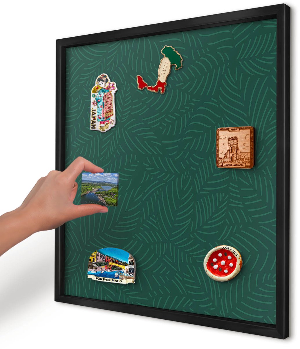 Artprintcave Groente Magneetbord mit Zwart Frame - 50x50 cm - Groene Bladeren Magneetbord Voor Foto's - Modern Magneet Bord mit Frame - Achtergronden En Patronen