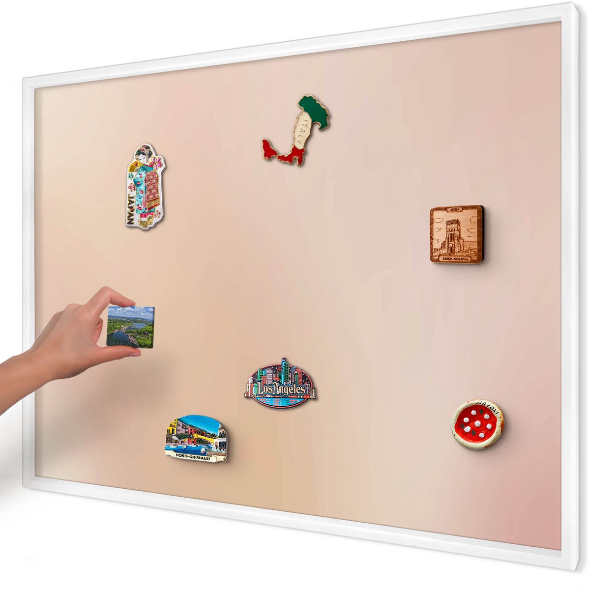 Artprintcave Beige Magneetbord mit Witte Lijst - 100x70 cm - Zachtbeige Magneetbord Voor Keuken - Minimalist Memobord Keuken - Texturen