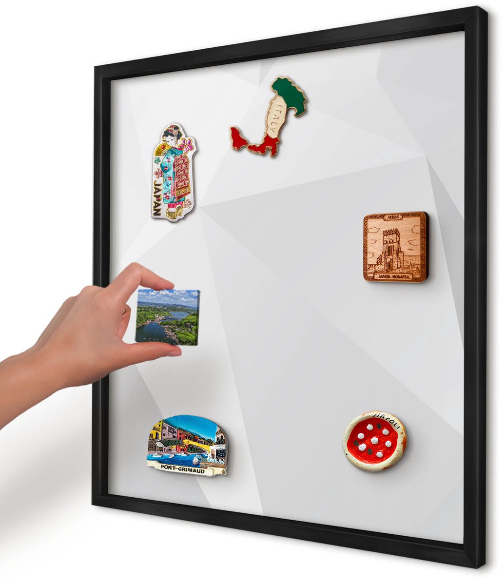 Artprintcave Wit Magneetbord mit Zwart Frame - 50x50 cm - Witte Geometrie Memobord Keuken - Minimalist Magneet Bord mit Frame - Abstractie