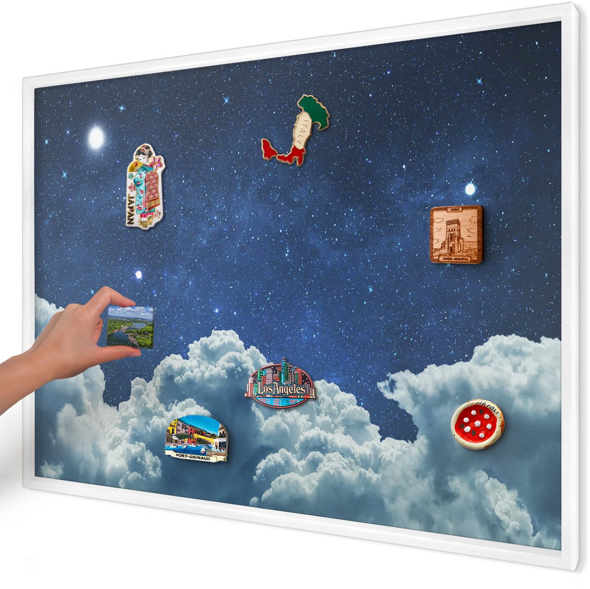 Artprintcave Marine Magneetbord mit Witte Lijst - 100x70 cm - Kosmische Nacht Magnetisch Bord Voor Magneten - Surrealistisch Notitiebord - Kosmos