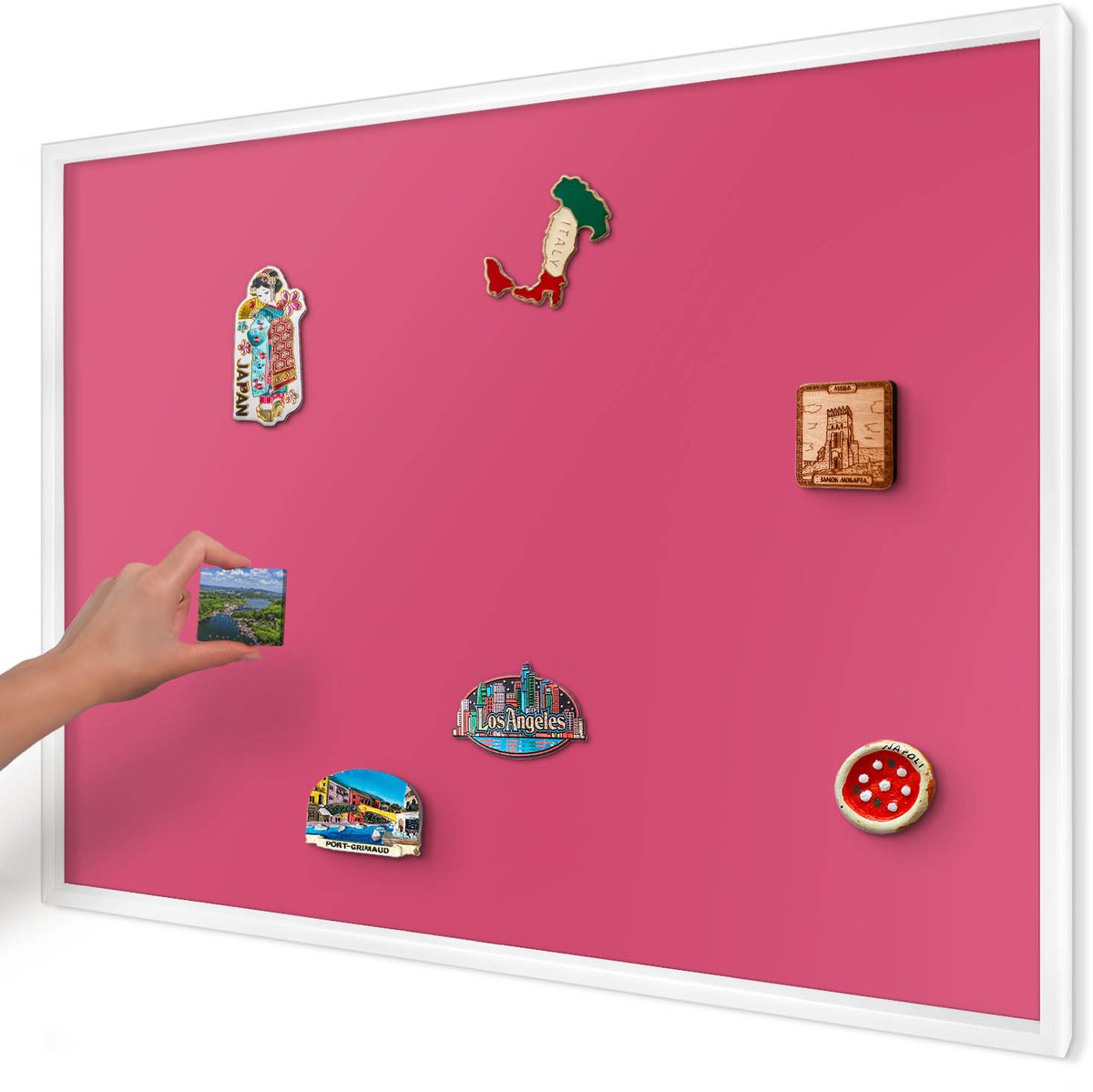 Artprintcave Roze Magneetbord mit Witte Lijst - 100x70 cm - Energie Roze Bord Voor Magneten - Minimalist Notitiebord - Achtergronden En Patronen