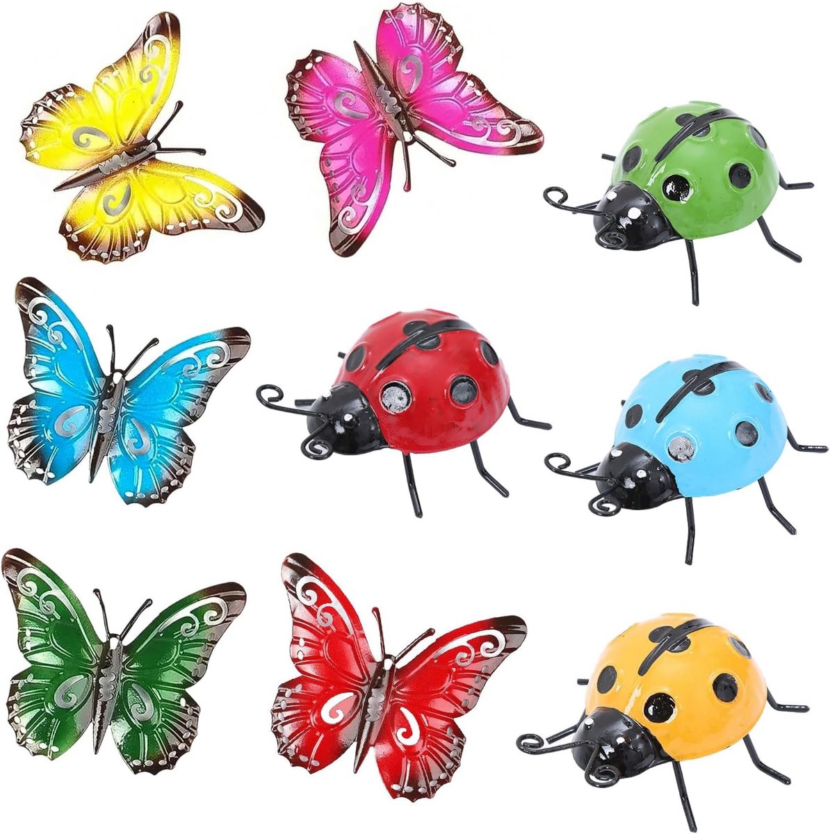 Decoratieset insecten 9-delig - realistische plastic - weerbestendig - ideaal voor tuin en huis - ShopVlot