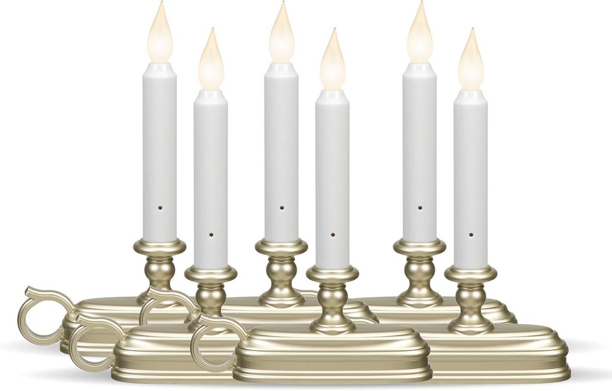 LED Raamkaarsen - Batterij Kaarsen - Sfeerverlichting Creëren - Schemer-tot-dageraad Sensor - Set van 6 - Zilver/Tin