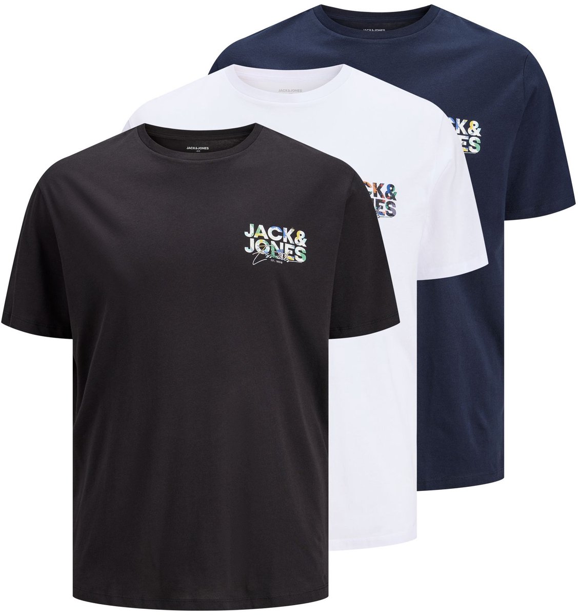 Jack & Jones Plus T-shirts Plus Size 3-pack Logo T-shirts