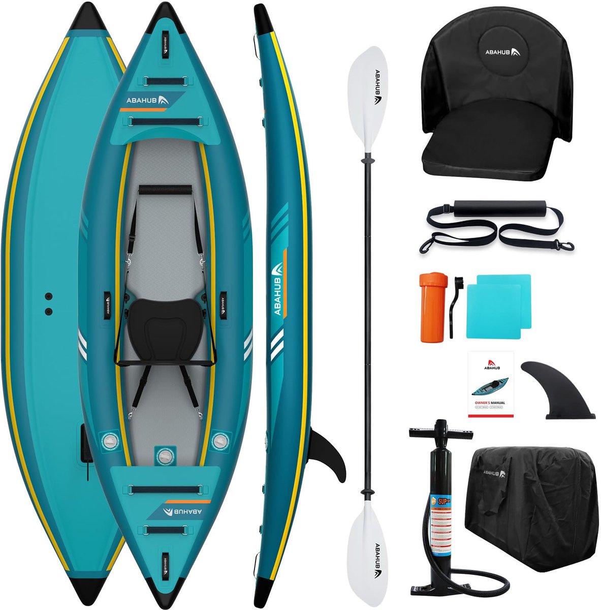 SnelShoppen - Opblaasbare kajak 320 cm voor 1 persoon, blauw, lichtgewicht en duurzaam, ideaal voor recreatief gebruik op zee, meren en rivieren