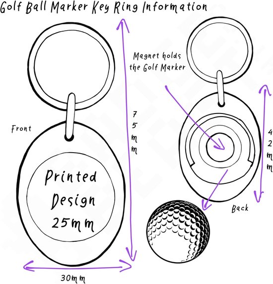 Golf Bal Marker - Sleutelhanger Accessoire - Sport Praktijk - Magnetisch Ontwerp - 25mm Token - Zwart — afbeelding 2