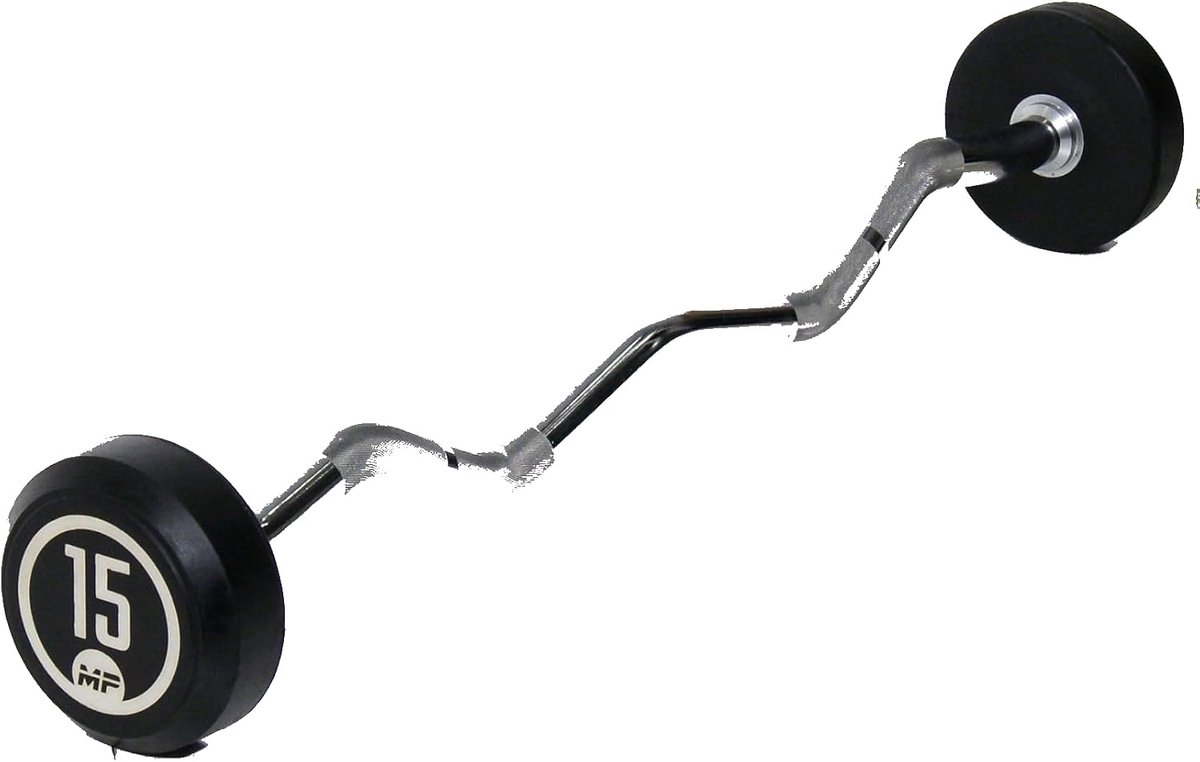 SnelShoppen - Rubber Vaste Curl Halterstang 15 kg - Gewichtstraining, Fitness, Krachttraining, Duurzaam Materiaal, Ideaal voor Thuis en Sportschool