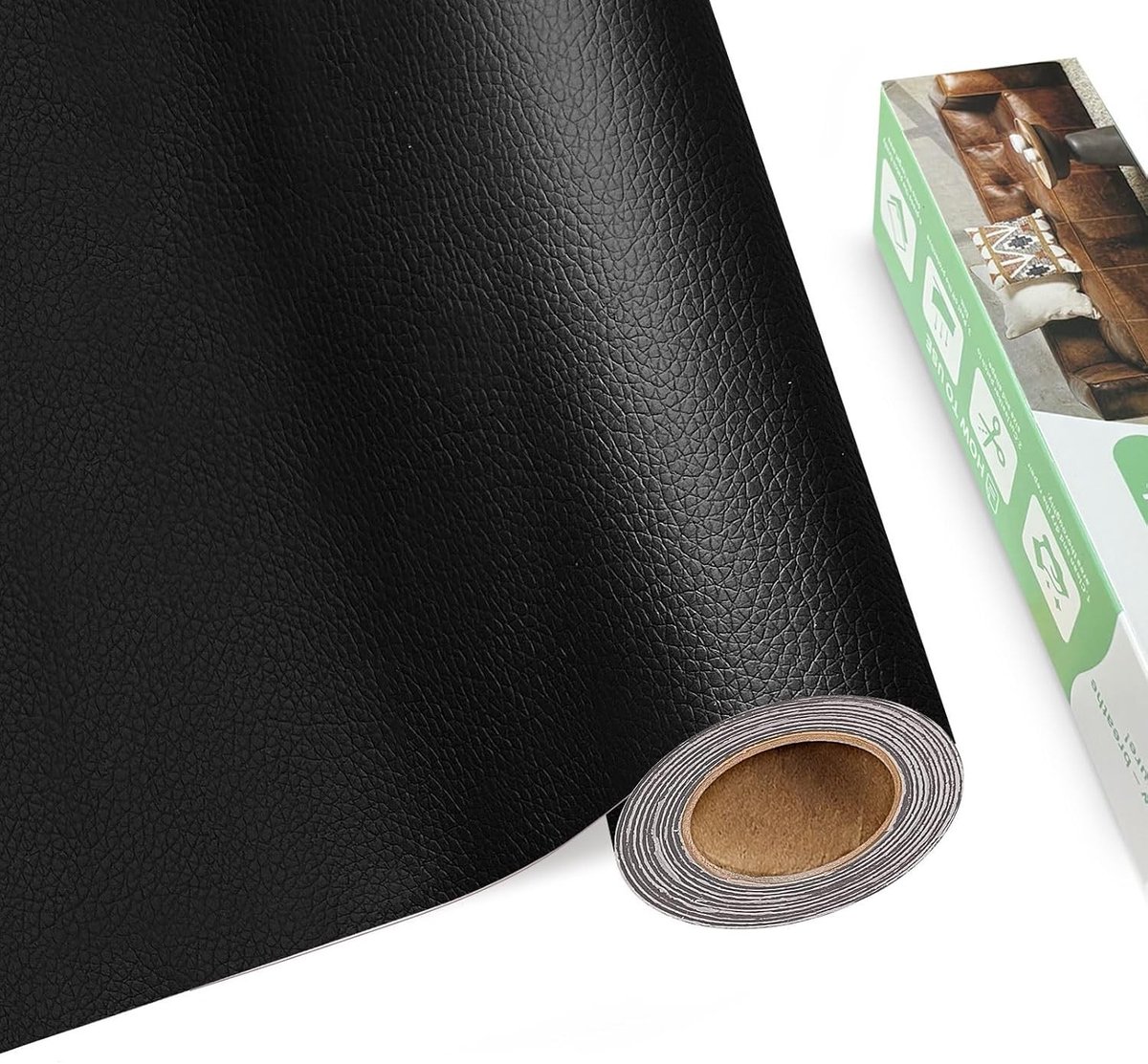 Zelfklevende Faux Leather Reparatieset 30 x 200 cm - Zwarte Leren Patches voor Meubels, Banken en Autostoelen Renovatie