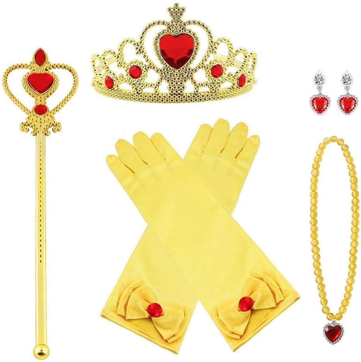 Kostuums accessoires, prinses sieraden, meisjes aankleden accessoires, adeau voor kleine meisjes met Elsa Crown, Wand, Handschoenen, Oorbel