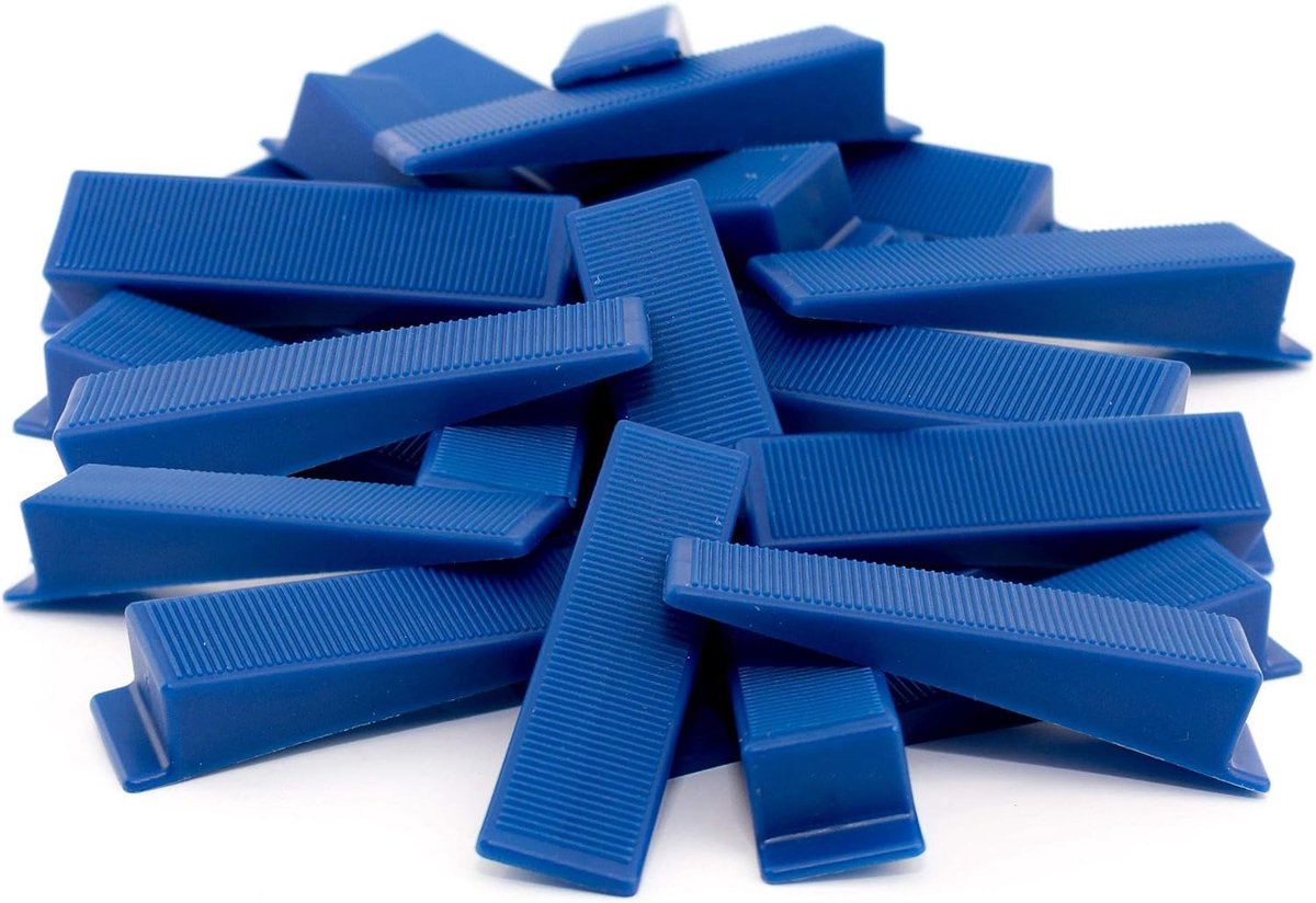 50 stuks montagewiggen, kunststof, blauw, in set, helling van 1 tot