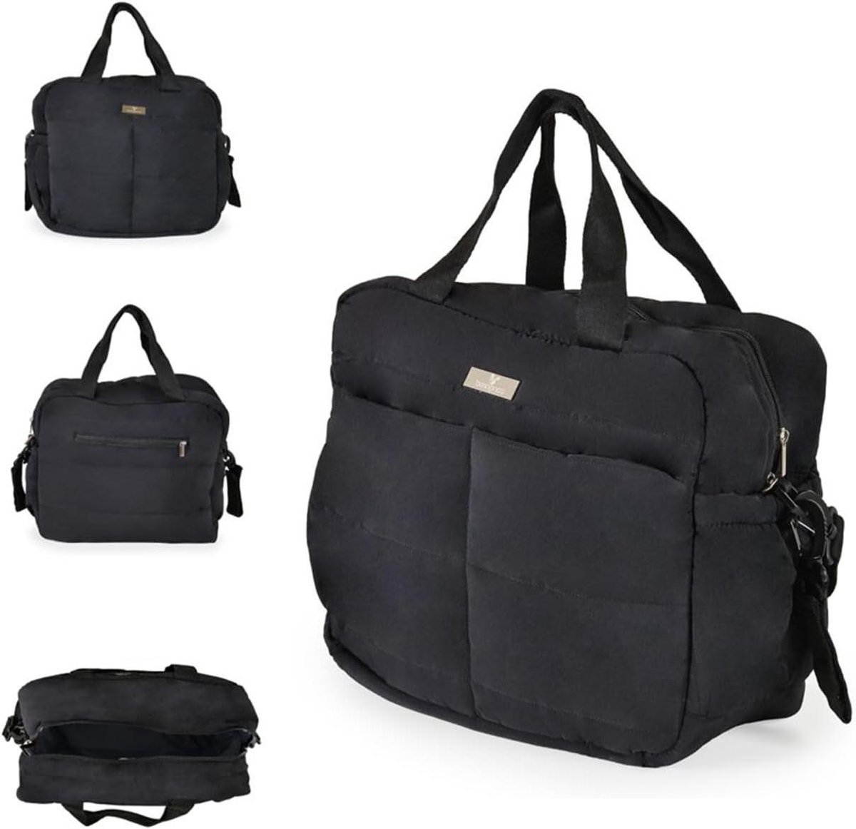 Mamadraagtas Solana - Baby luiertas - Baby verzorgen - Met verschoningsmat - 45 x 17 x 35 cm - Zwart