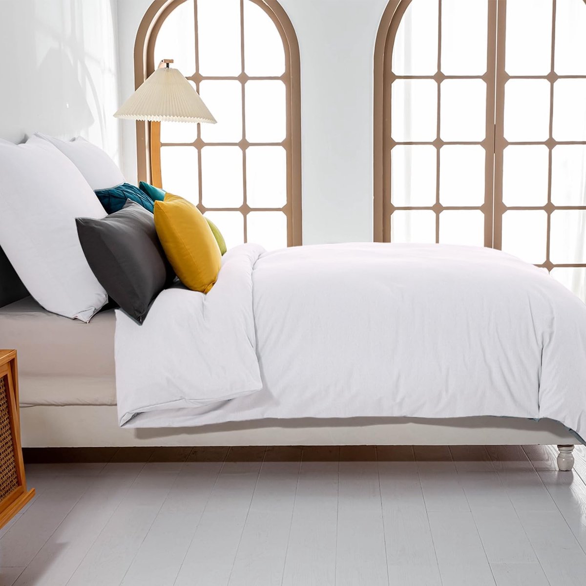 Witte Microvezel Bedlinnen Set 135 x 200 cm, Kreukvrij en Strijkvrij met Rits, Inclusief Dekbedovertrek en Hoofdkussenhoes 80 x 80 cm
