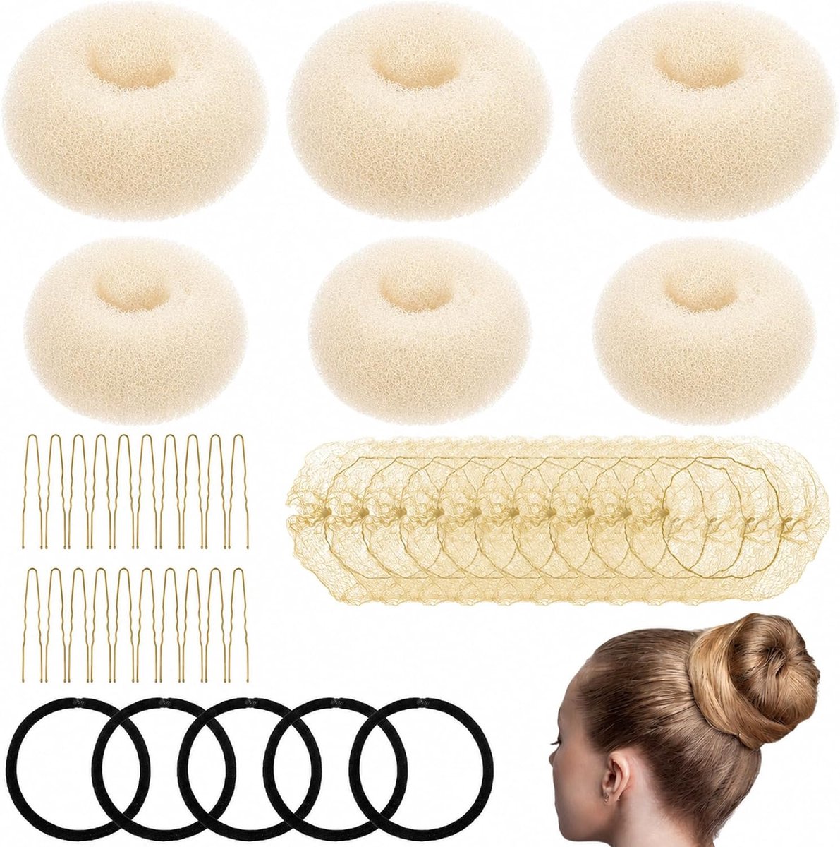 41 stuks knotkussens, klein groot, haardonut, 6 stuks knotmaker voor