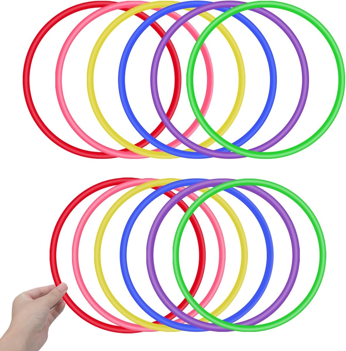 12 stuks werpringen van kunststof voor Toss ringspellen, praktisch voor snelheid en beweeglijkheid, feestspelletjes, carnaval, tuinfeesten, verjaardagen (6 kleuren)