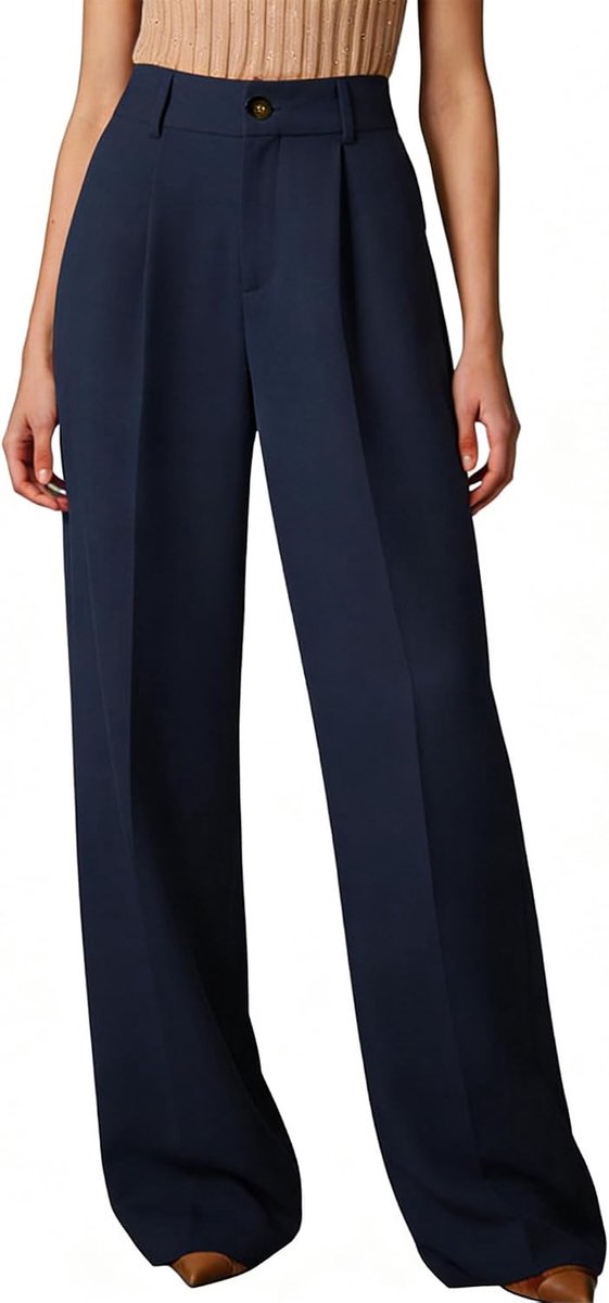 zakelijke broek voor dames, hoge taille, stoffen broek