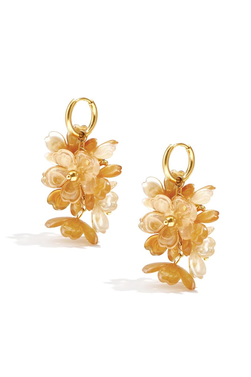 Charming flower drop earrings for spring/summer - khaki