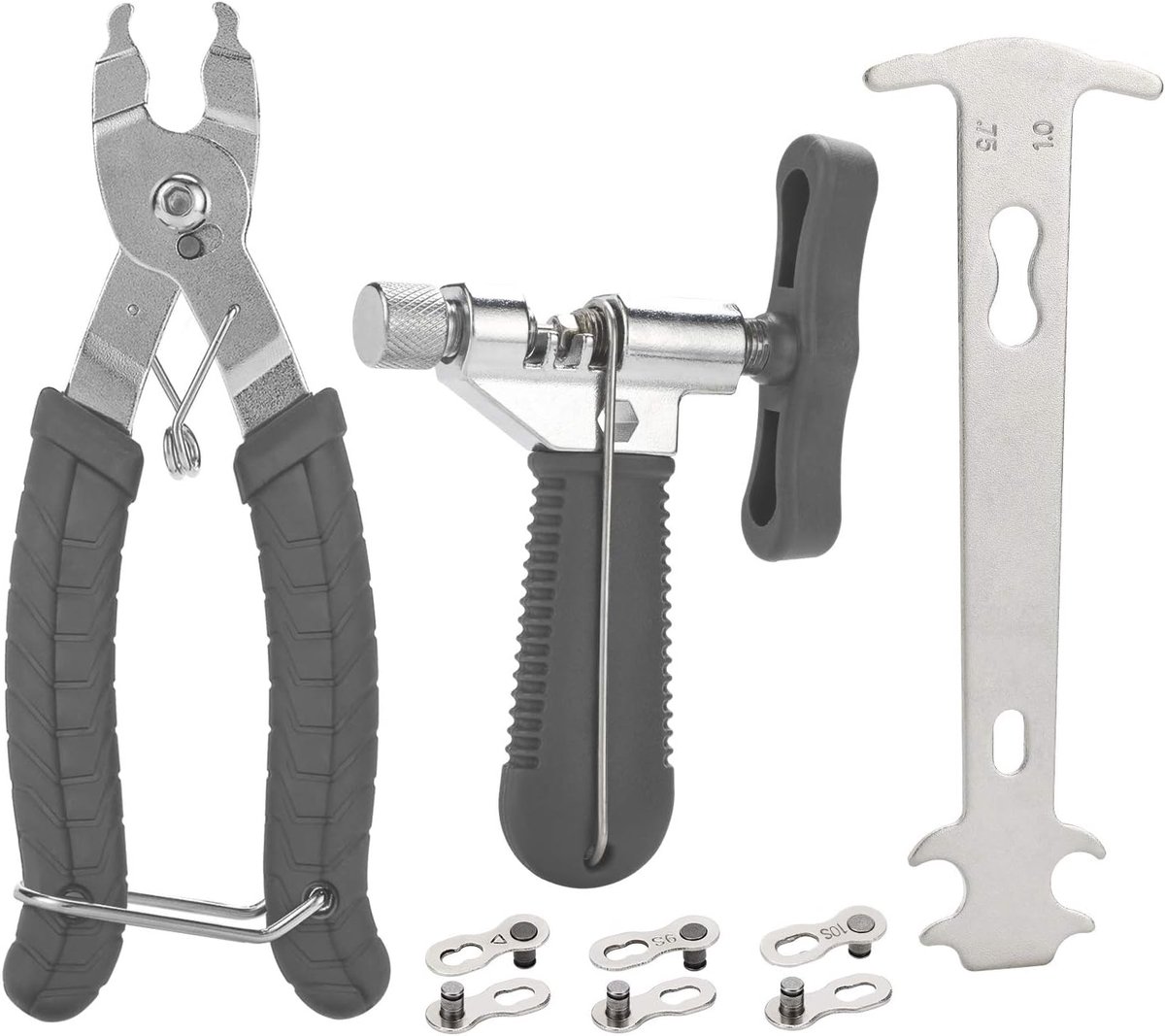 Fietsenreparatiekettinggereedschap, fietskettinggereedschap, kettingcontrole+fietskettingtang, 3 paar ontbrekende schakel voor 7, 8, 9, 10, versnellingsketting